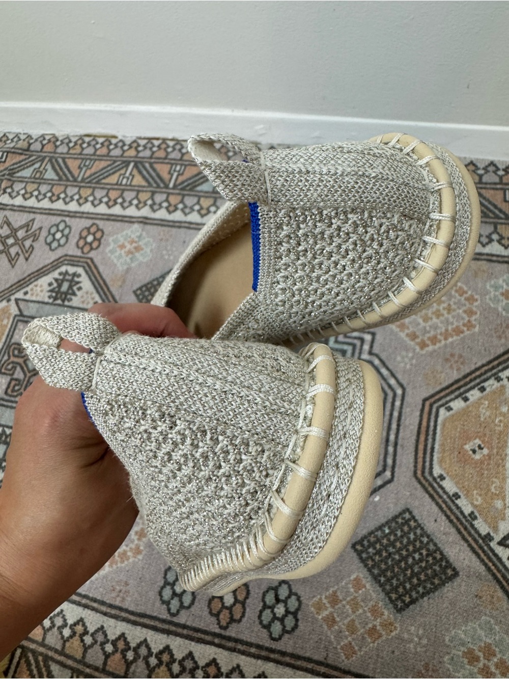 Rothy’s New The Espadrille Diamond Metallic Flat Slip-on Knit Shoes size 7.5 - Picture 7 of 14